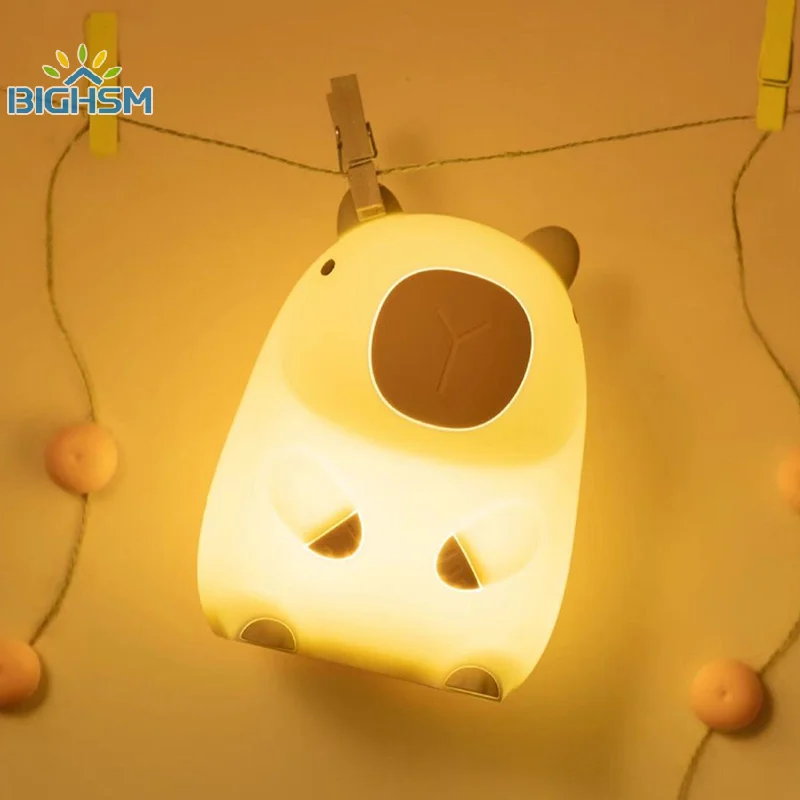 ซิลิโคน Capybara LED Night Light ตารางโคมไฟสัตว์ Touch Sensor Sleep ไฟเด็กข้างเตียงตกแต่งห้องนอนของขวัญวันเกิด