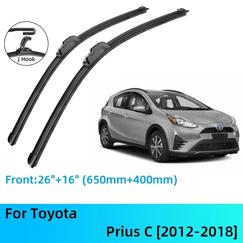 For Toyota Prius C Front Rear Wiper Blades Brushes Cutter Accessories J U Hook 2012-2018 2012 2013 2014 2015 2016 2017 2018