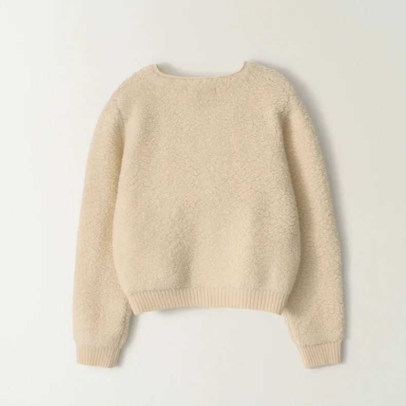 East Gate Noting Written Retro Vielseitiger ort Furry Jaet Damenpullover Oberbekleidung Normaler dünner Wollstoff