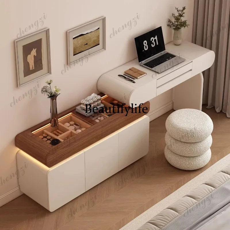 K182 Baking paint cream style illuminated makeup dressing table With storage cabinet Modern Minimalism penteadeira bedroom
