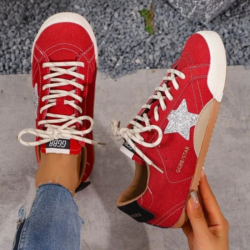 Retro Genuine Leather Deqin Shoes Women Sneakers 2025 New Style Versatile Worn-In Flat Bottom Casual Sports Women Flats Shoes