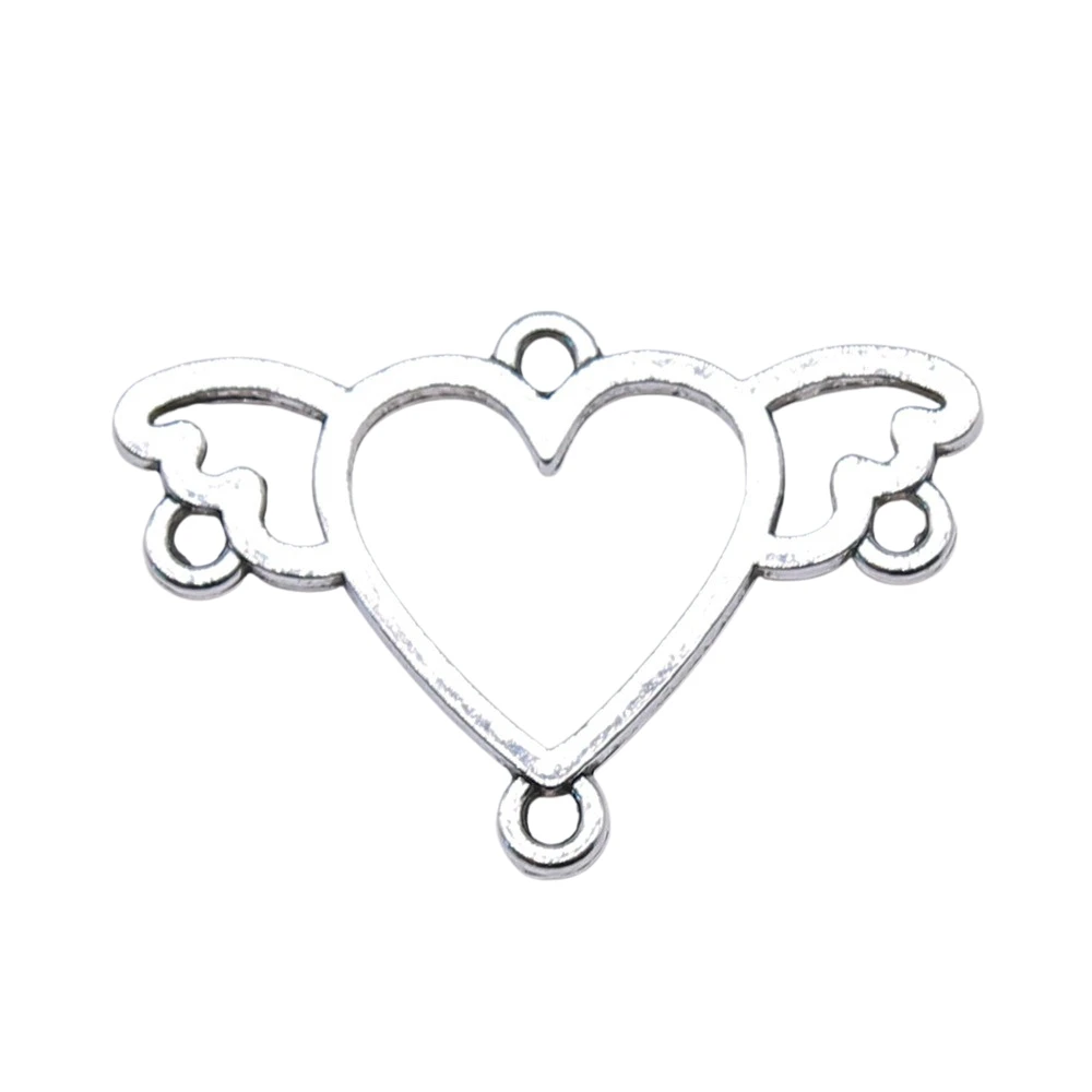 WYSIWYG 10pcs 24x16mm Wing Heart Earring Connector Pendants Earring Connector Pendants Charm Earring Findings