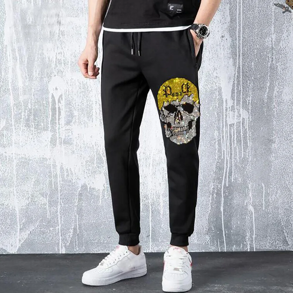 

Brand Men Clothing Sets Rhinestones Men's Sweatpants Sports Streetswear pants