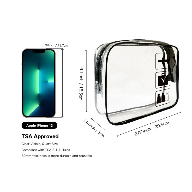 

Clear Makeup Cosmetic Bag Portable Travel Toiletry Pouch Transparent Waterproof Pouch Storage Home Travel Wash Kit Case