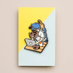 Enamel Pin - Work From Home with Cats