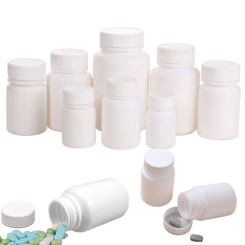 30pcs 15-100ml White Plastic Empty Sealed Bottle Solid Powder Tablet Capsule Container Can Refilled With Reagent Solution Bottle