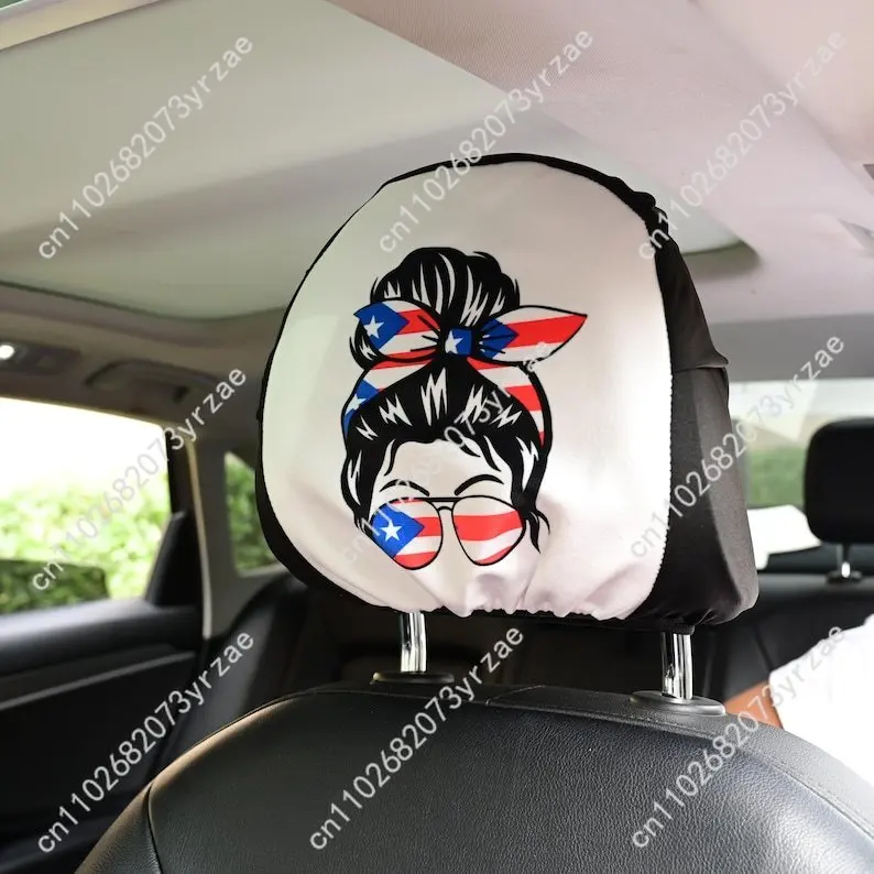 

Puerto Rican Flag Car Seat Headrest Cover (2pcs)Environmentally Friendly Headrest Protector Breathable Comfortable Vehicle Decor