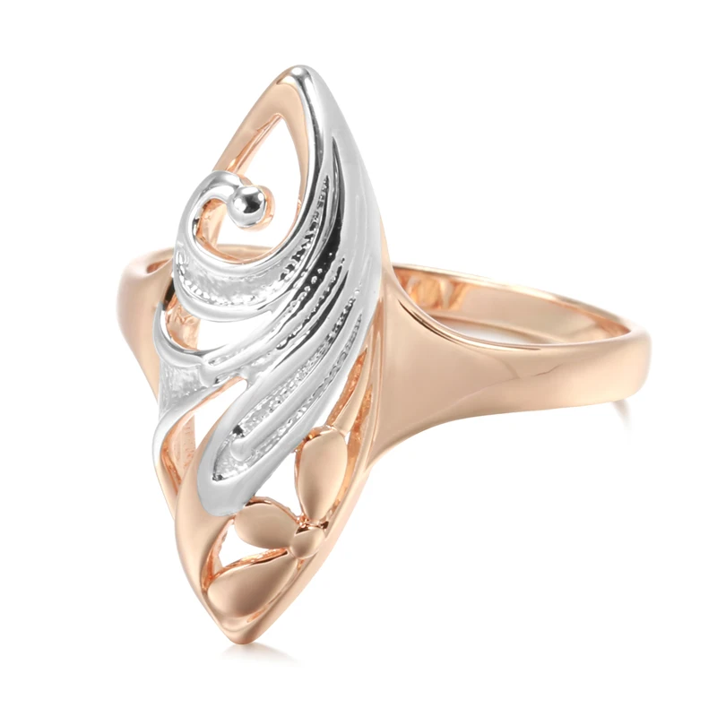 Wbmda אופנה 585 עלה זהב מעורב כסף צבע פרח טבעות לנשים בסדר בציר חתונה תכשיטי אתני הכלה טבעת