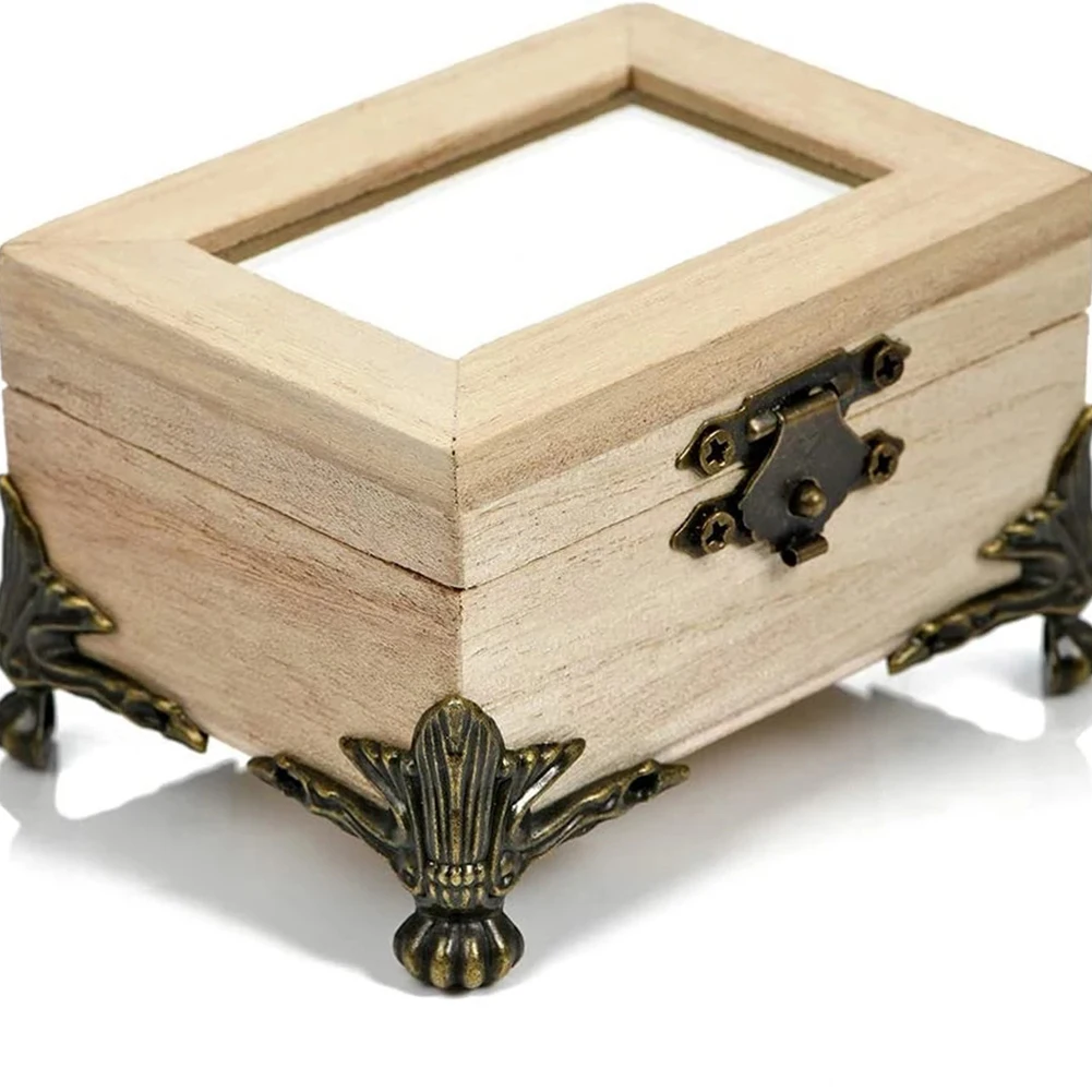Wood Jewelry Box Corner Protectors Antique Brass Zinc Alloy Set of 4 for Chests Storage Boxes and Decorative Box Legs