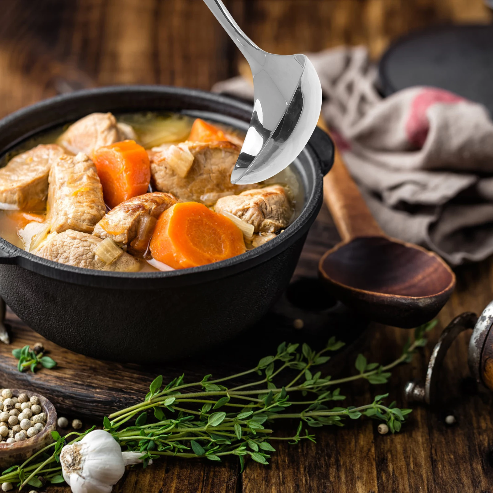 

2pcs Stainless Steel Tableware Set 304 Long Short Handle Spoon Cooking Ladle Soup Spoon Kitchen Dining Utensils