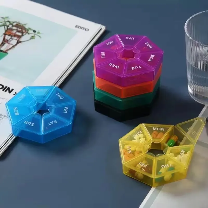 

1/2/3 шт. мини-органайзер для таблеток, портативный, на неделю, пылезащитный диспенсер, контейнер для лекарств на семь дней в неделю