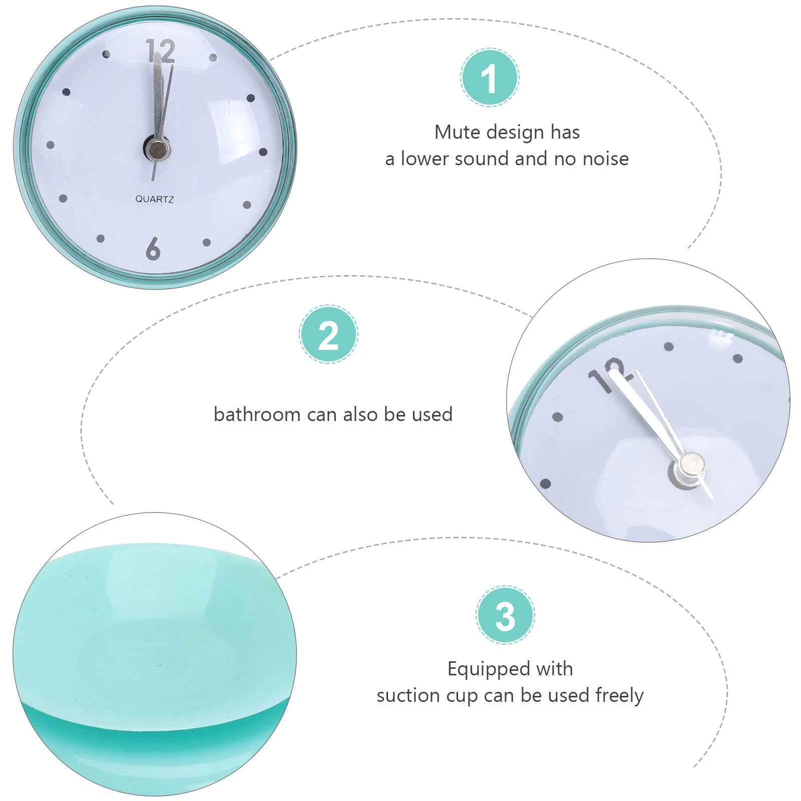 

Sucker Clock Pendant Waterproof Kitchen Clock Wall Hanging Kitchen Timer Silent Smooth Surface Mount Random Color
