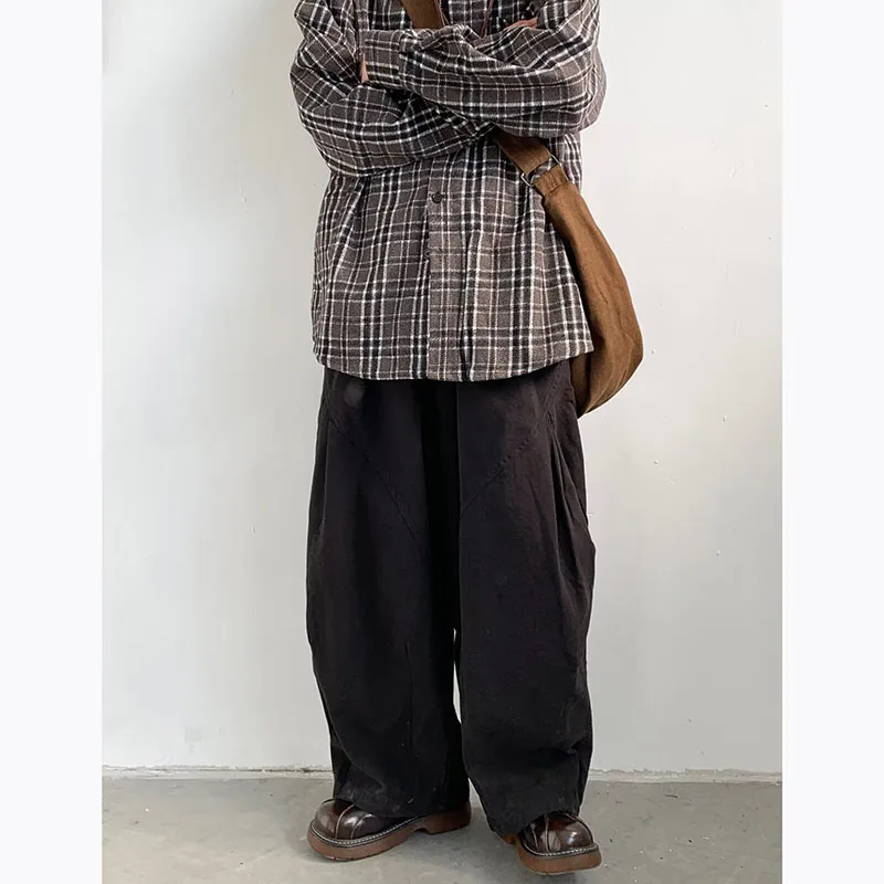 Japanese Oversize Pant Men Women Spring Autumn Casual Wide-leg Trousers Vintage Simple Straight-leg Baggy Pant Harajuku Unisex