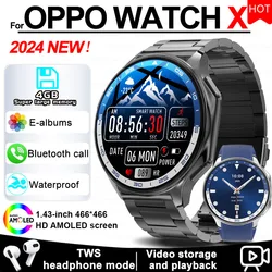 2024 New For OPPO Watch X Smart Watch 4G Memory Music Video Bluetooth Call Waterproof Smartwatches For Android IOS TWS Earphones