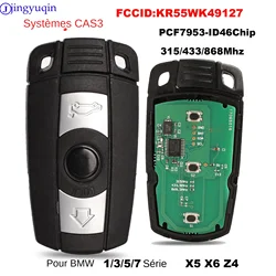 jingyuqin 315/433/868Mhz Car Remote Smart Key For BMW 1/3/5/7 Series X5 X6 Z4 CAS3 Systems KR55WK49127 PCF7953/ID46 Chip