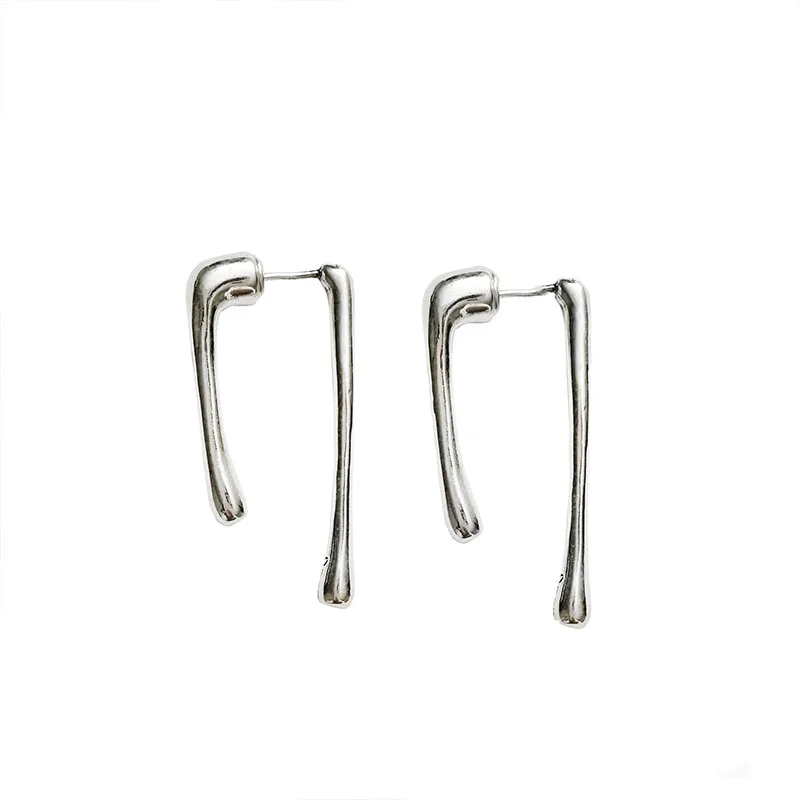 S925 Sterling Silver Personalized T-shaped Two Wear Women's Earrings Fashion Heavy Industry Light Luxury Earrings