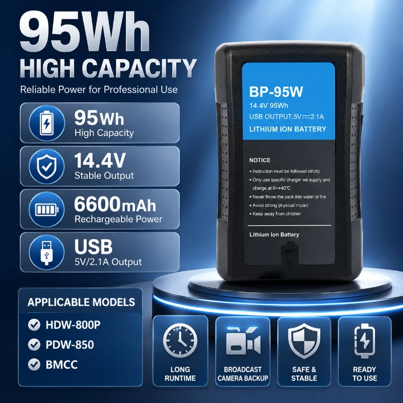 H BP-95W Is Suitable for  Sony Broadcast Grade Camera HDW-800P PDW-850 BMCC 6600ma  Long-range  Rechargeable  Battery