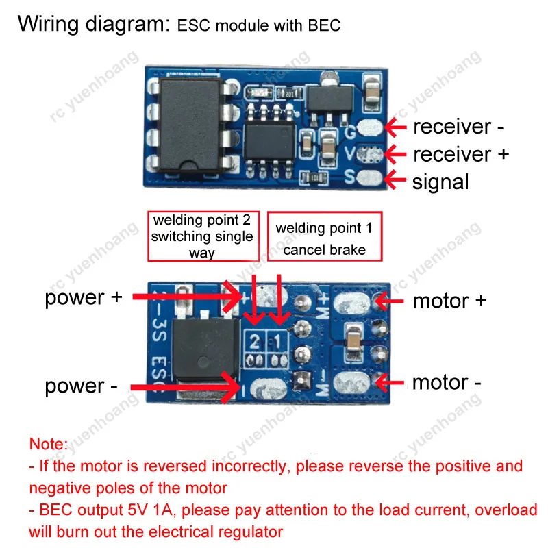 2PCS 2S Brushed ESC 2-3S Single-way/Dual-way Electronic Speed Controller Module for RC Hand-throw Aircraft Model WPL Car Modify