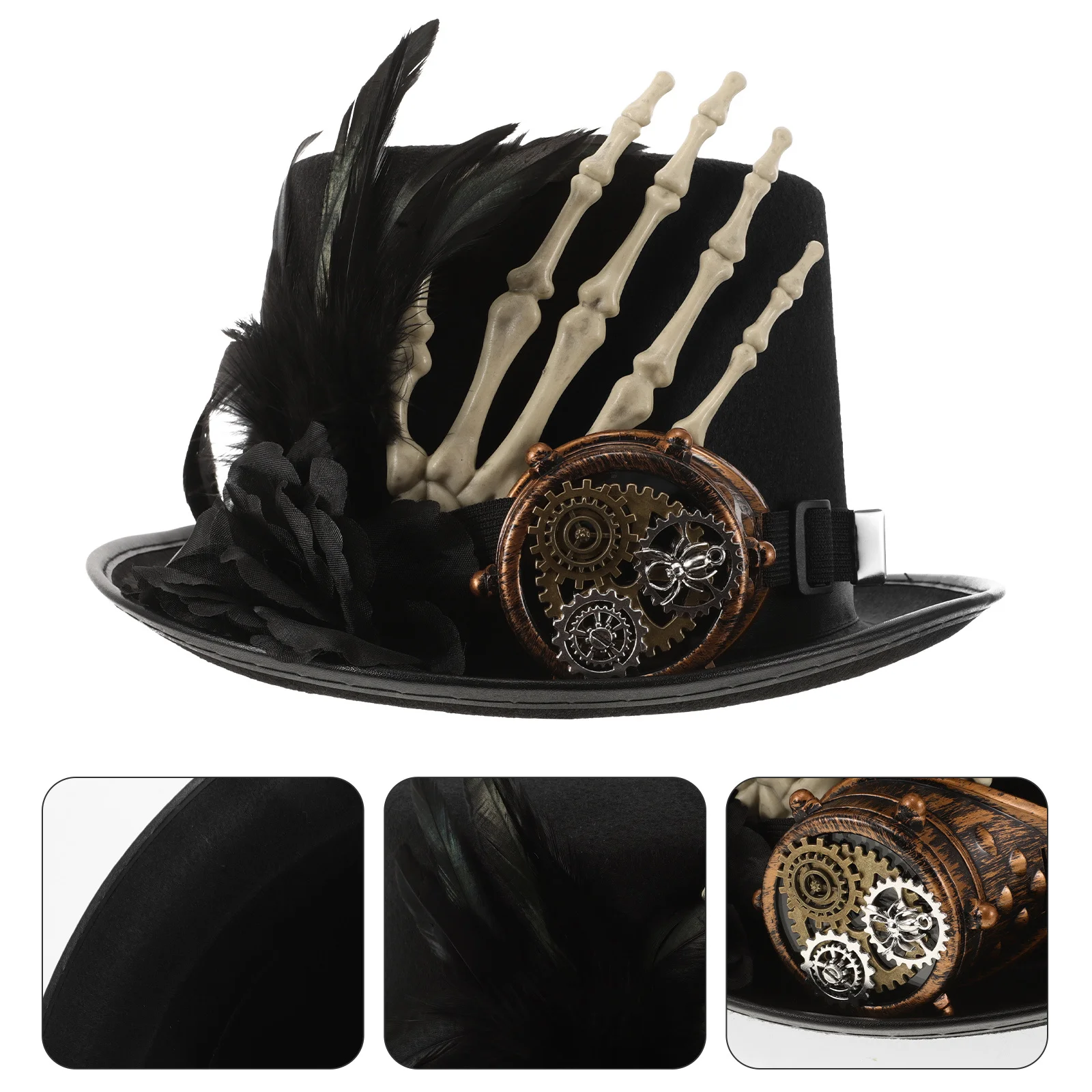 

Steampunk Gothic Party Gears Cosplay Accessory Top Hat Costume Halloween Unique Skull Design Durable Comfortable Wear Long