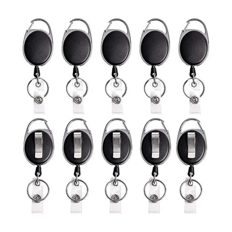 1/5/10PCS ID Card Key Chain Retractable Pull Badge Reel Recoil Belt Key Ring Chain Clips Name Tag Card Badge Holder Reels/Gift