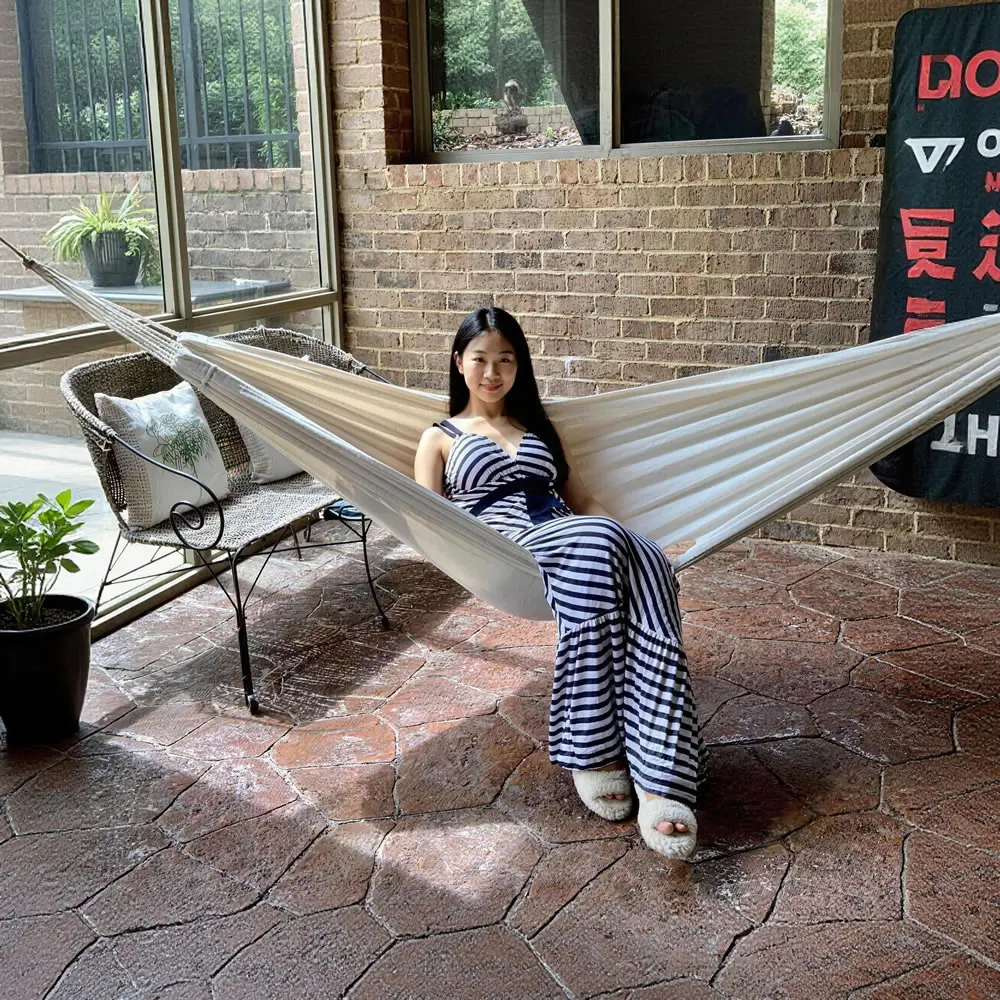 Single Person Portable Outdoor Camping Hammock Foldable High-strength Thick Canvas Anti Roll Leisure Sleep Swing Camp Hammock