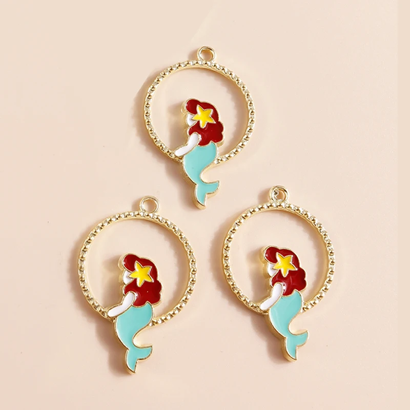Leslie 10 teile/los Emaille Marine Leben Nette Fischschwanz Meerjungfrau Charms Anhänger für Halskette Ohrringe DIY Schmuck Machen Zubehör – Detail 28