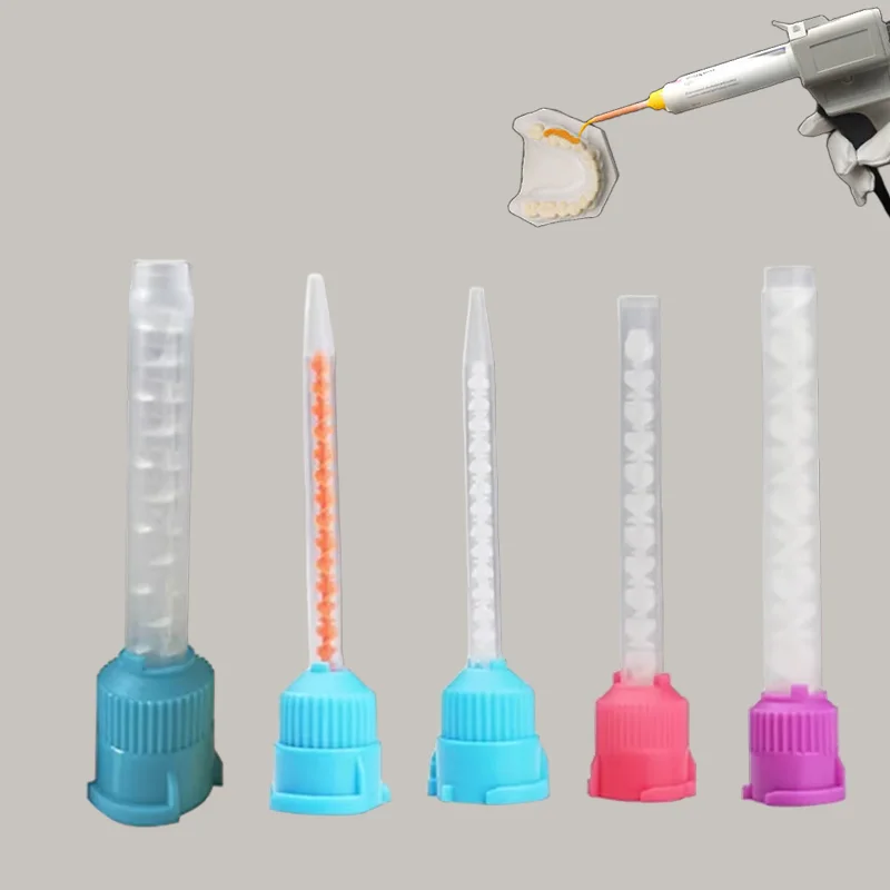50 Stück Dental-Abdruck-Mischspitzen, Silikonkautschuk-Pistole, Förderung, Mischkopf, Gelb, 1:1, Einweg-Verbrauchsmaterialien für Dentallabore – Detail 5