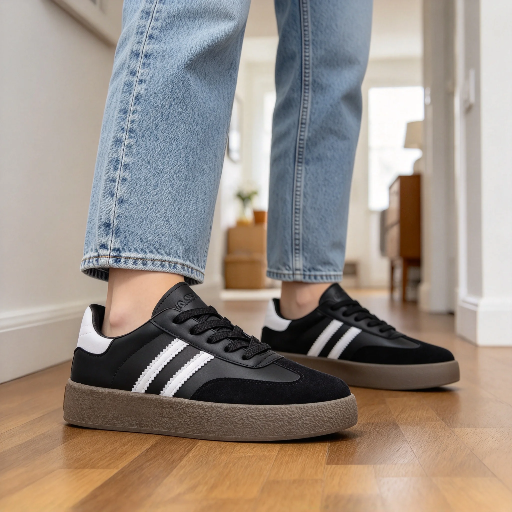 Unisex  Retro Trainers Contrast Panel Upper Stripe Embellishment Gum Thick Flat Outsole Low-Cut Urban Casual Footwear Zapatos