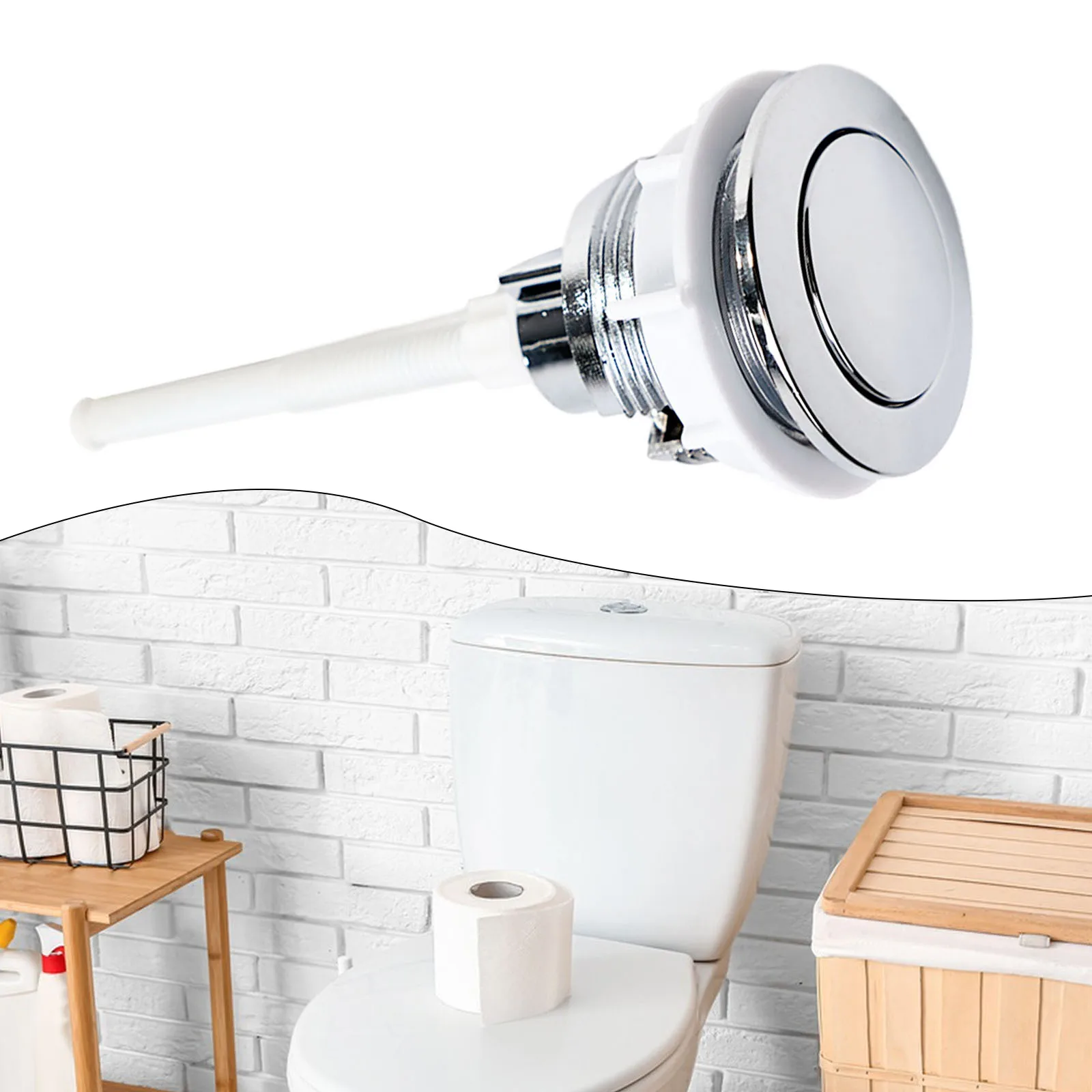 

Tool Toilet Tank Button Household Products Push Single Replacement Rust-proof Silver Tools Accessories Bathroom