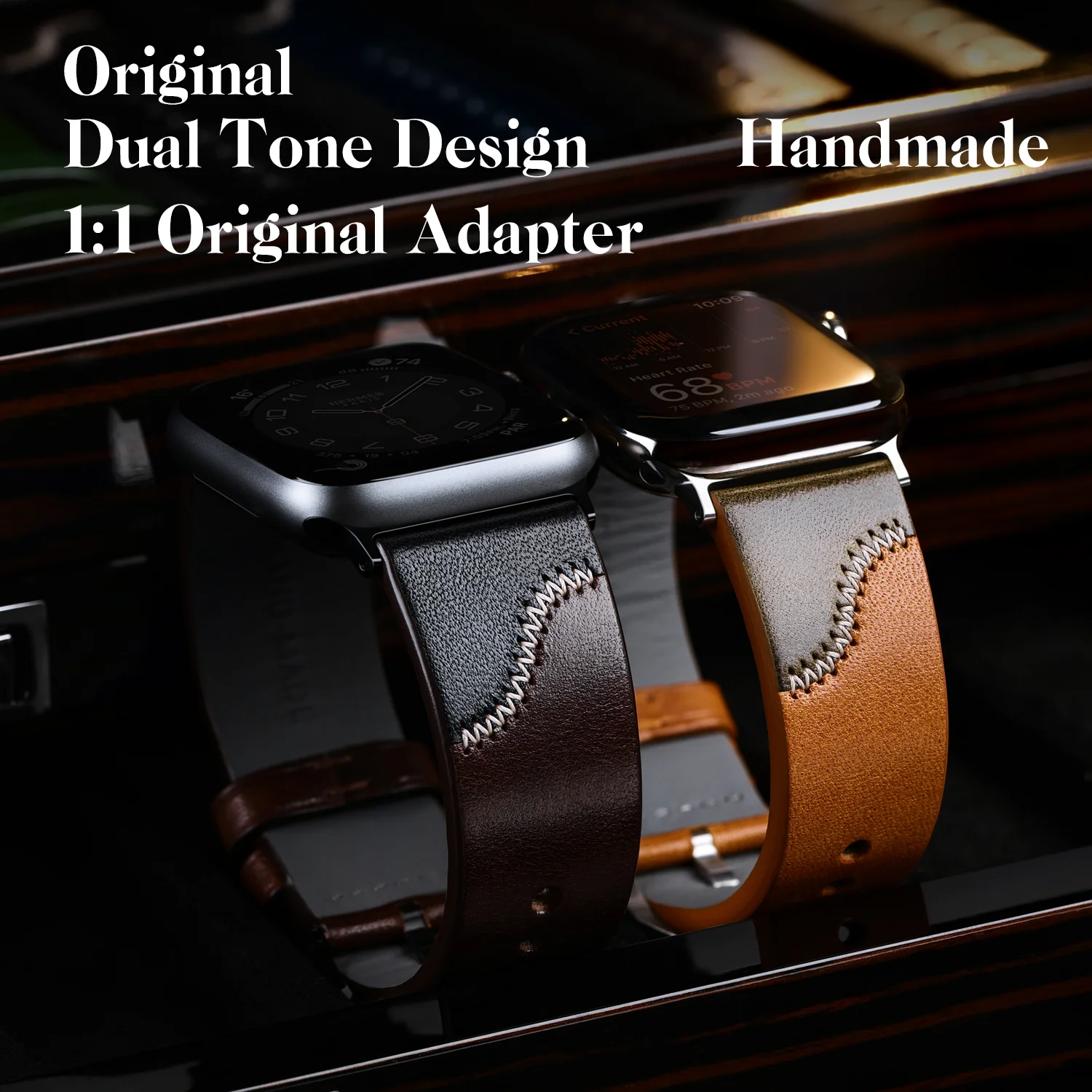 MAIKES ساعة أبل جلدية مصنوعة يدويًا الترا 3 49 ملم حزام مع محول 1:1 الأصلي لسلسلة ساعات أبل 11 46 ملم 42 ملم 45 ملم 41 ملم