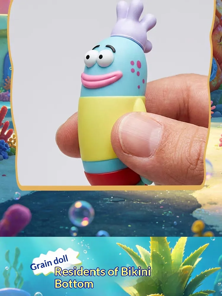 Original SpongeBob Bikini Bottom Bewohner Mini-Bean-Figur Blindbox Hintergrund-Fisch-Puppe Tischdekoration Anime Sammlerstück Geschenk – Detail 15