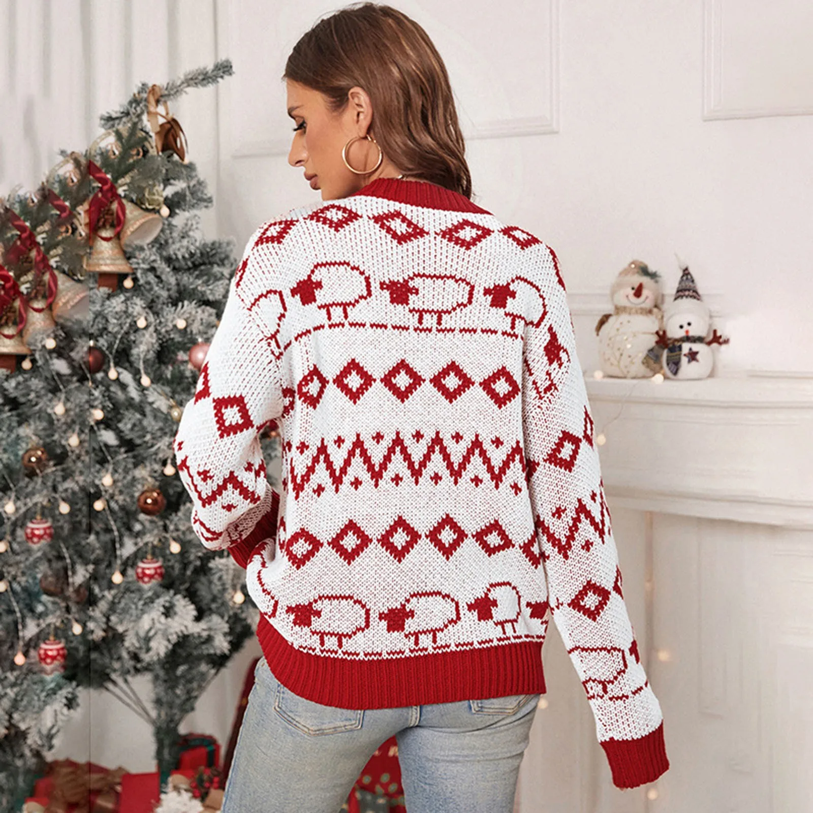 Ladies Holiday Sweaters for Women Oversized Pullover Sweaters for Women Women's Pullover Sweaters for Leggings