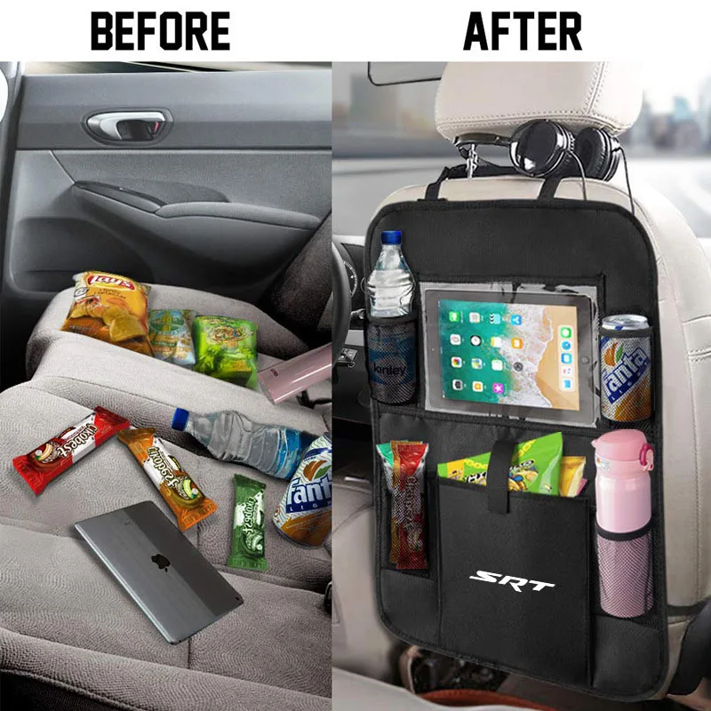 Car Back Multi Pocket Storage Bag Stowing Tidying Pocket Seat Storage Bag Automobile protection for Dodge SRT Car Accessories