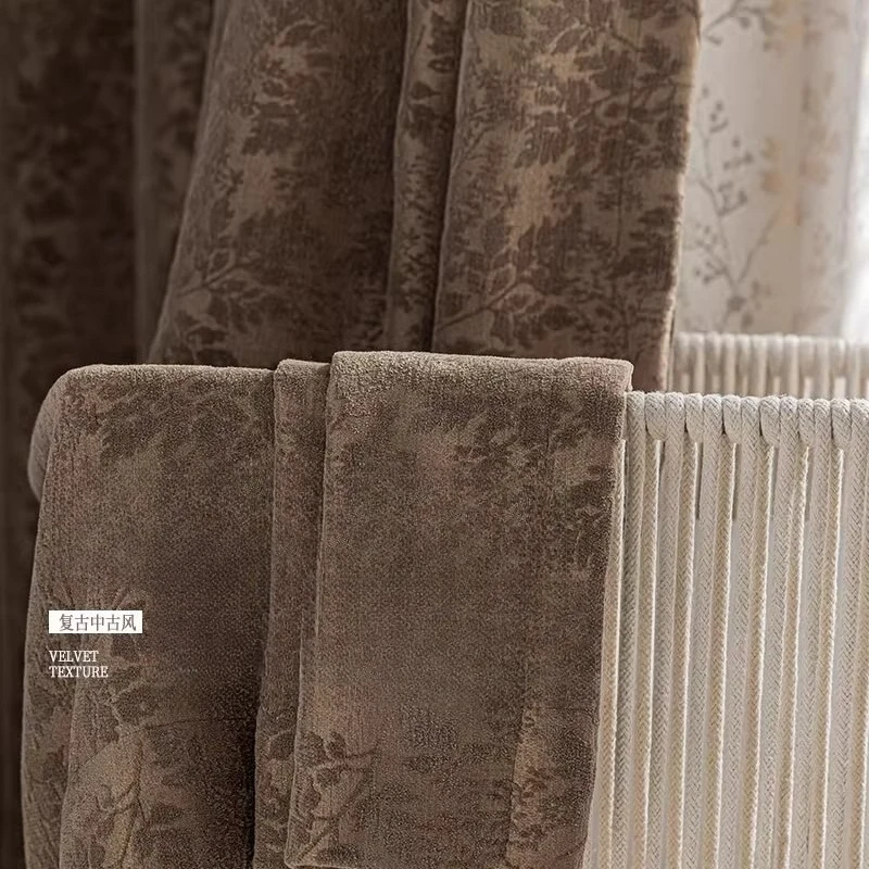 Moon Shadow French Retro Embossed Jacquard Chenille with A High-End Feel Curtains for Living Dining Room Bedroom Blackout