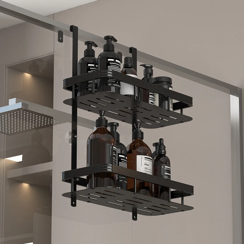 Shower Room Back Hook Storage Rack, Bathroom, Toilet, Multifunctional, Non Perforated Double-Layer Wall Mounted