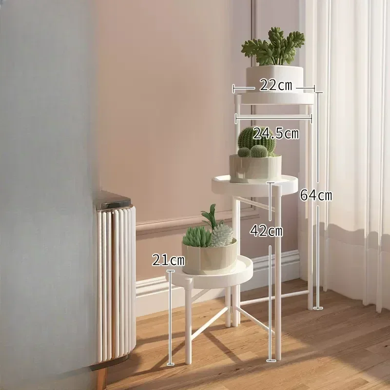 Foldable Flower Stand Indoor Modern Iron Plant Shelf for Succulents Pothos Creative Balcony Organizer Sturdy Floor Storage Rack