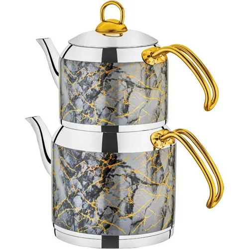 Sila Marble Pattern Gray Teapot Teapot Set 2,75 lt.