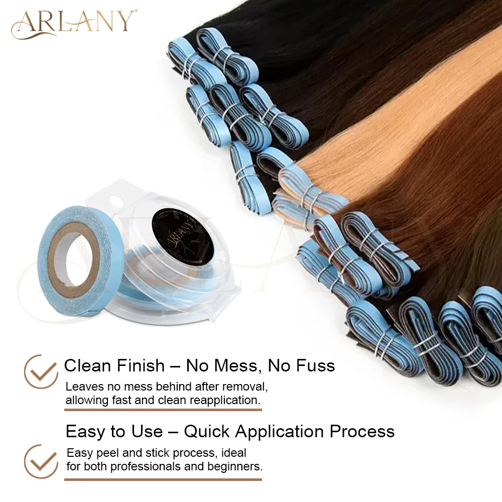 ARLANY 3Yards Double Sided Tape Roll for Tape-in & Tape Weft Hair Extensions, Waterproof, Strong Hold, Invisible, Easy Cut Tape view 3
