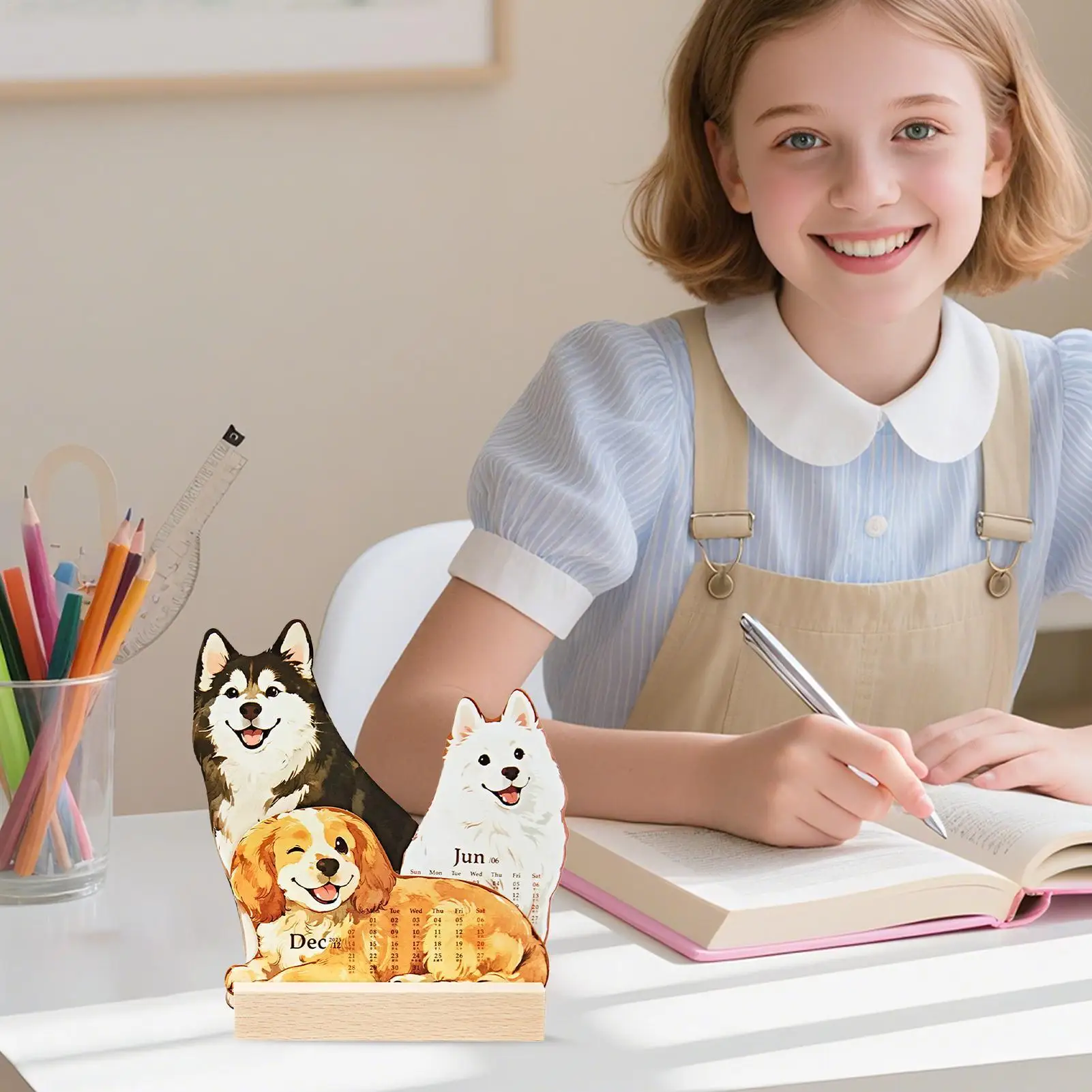 

Настольный календарь с милыми кошками и собаками, планировщик с рисунком, 12-месячный настольный календарь 2026 для организации встреч, праздничной спальни