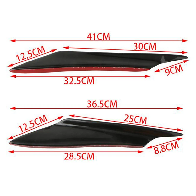 4Pcs Carbon Fiber Car Bumper Fin Canard Splitter Diffuser Spoiler Air Knife ABS Carbon Fiber Blue Universal