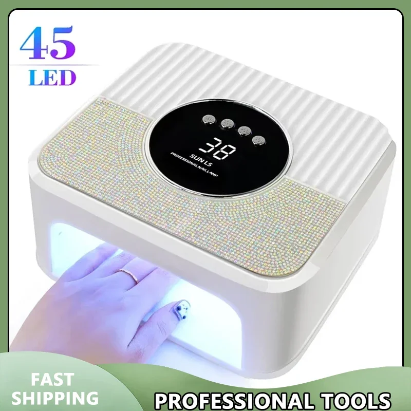 45LED الأشعة فوق البنفسجية مسمار مصباح عالية الطاقة مسمار مجفف مع LCD شاشة ذكية هلام علاج تجفيف مصباح قاعدة قابلة للإزالة باديكير أداة للمنزل