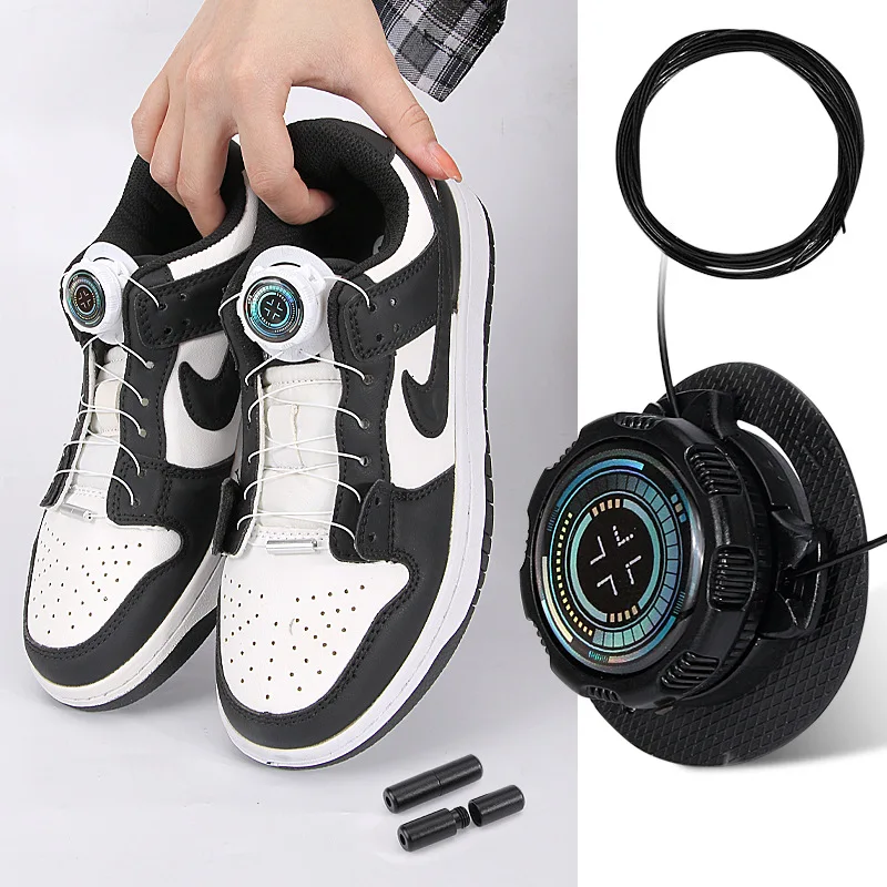 1pair Metal Wire Swivel Automatic Buckle Rope Sneaker ShoeLaces for Kids/Adult No Tie Shoe Laces Quick Lock Shoestrings Sneakers