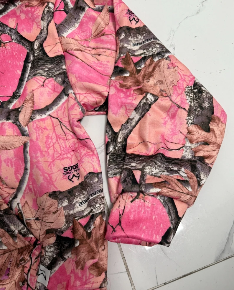 Y2K High Quality Retro Zip Up Hoodie Pink Branch Camo Print Pattern Sweatshirt Streetwear Harajuku Trendy Casual Camouflage 3XL