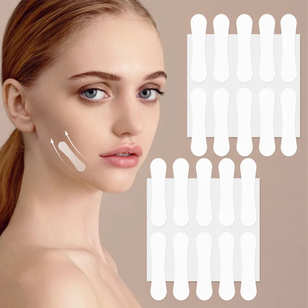 

10 шт., наклейки для лифтинга лица, невидимые прозрачные тонкие патчи для лица, инструменты для лифтинга, V-образная клейкая лента для лица, морщин, провисания кожи