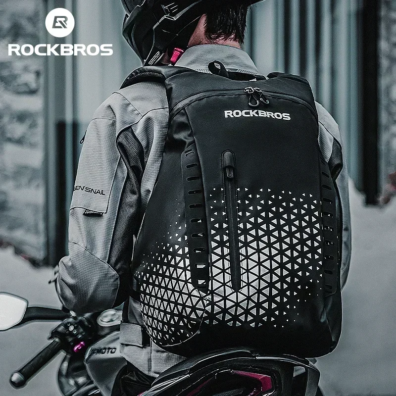 ROCKBROS Backpack High-Capacity Full Helmet Bag  Travel Luggage Bag 14.5L Breathable Reflective Motorcycle Rider Bags Accessory