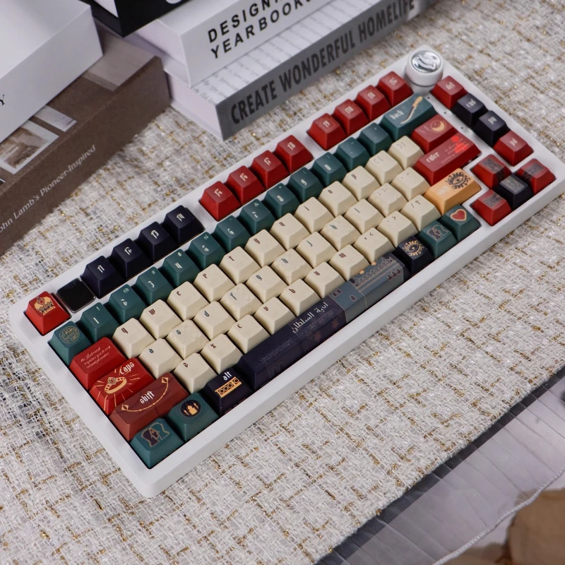 Mechanische Tastatur-Tastenkappen, individuelles Kirschprofil, PBT, fünfseitiger Sublimationsprozess, 141-Tasten für Gaming-Tastatur-Tastenkappen