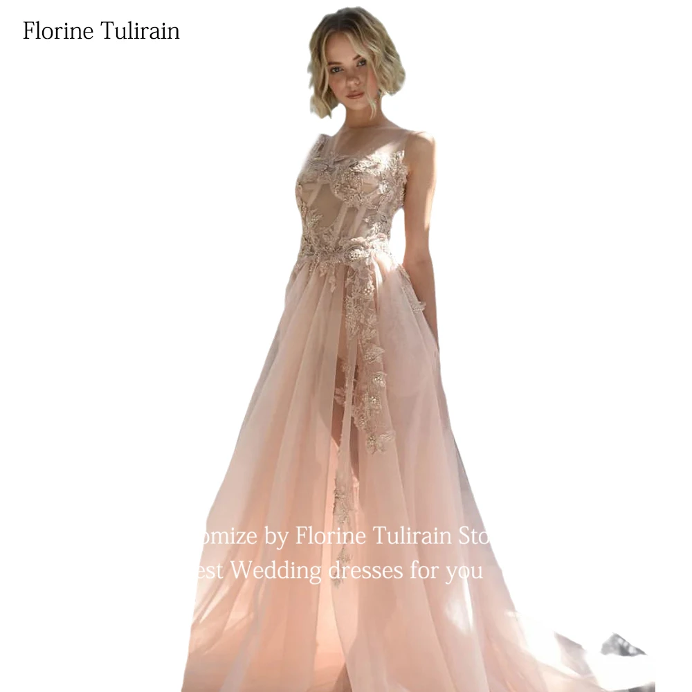 Robe De Mariée Sexy asymétrique épaule dénudée rose, Robe De Mariée trapèze élégante, longueur au sol, avec des Appliques