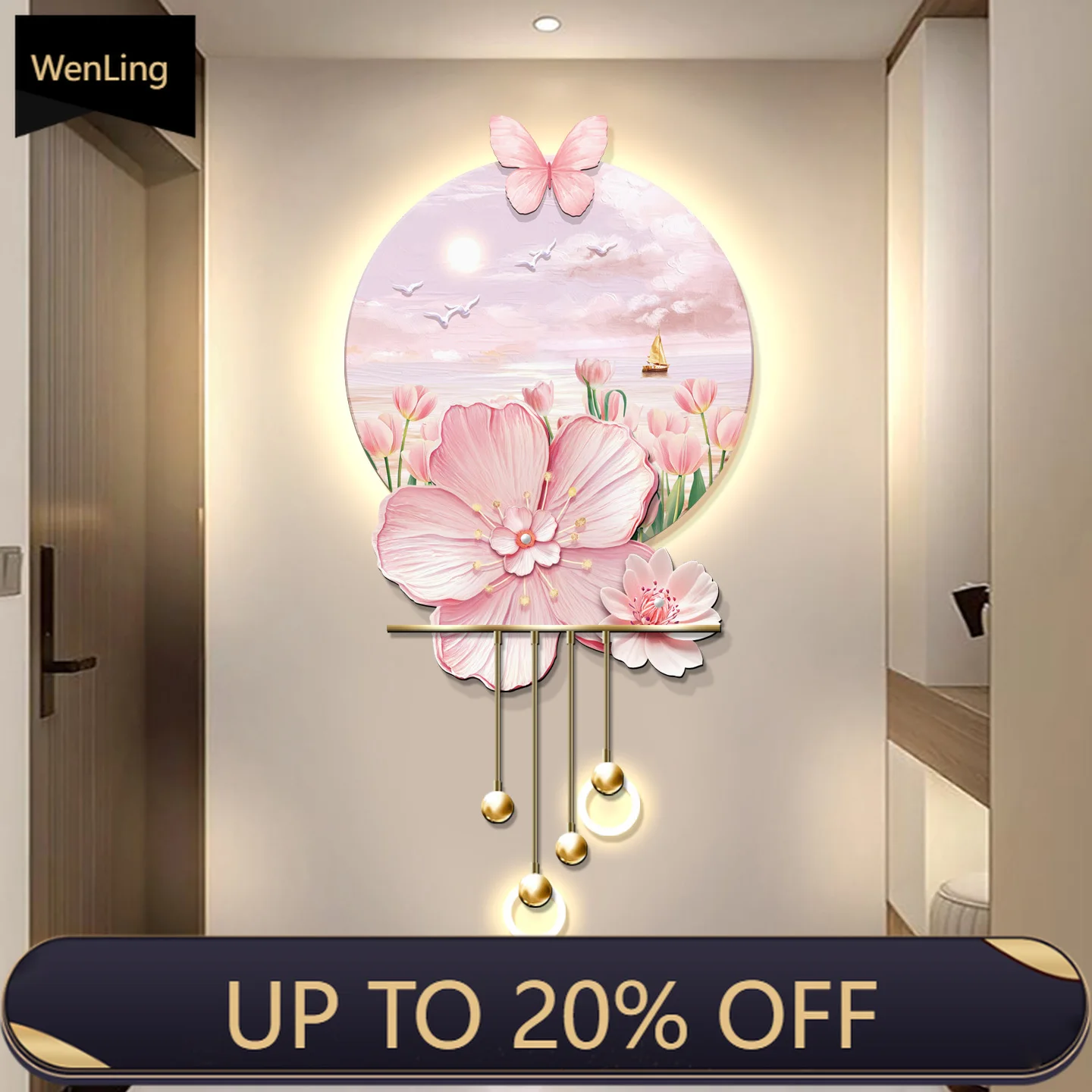 2025 New Model Entryway Entrance Hall Flower LED Wall Light Painting Of Butterflies Emitting Light Corridor Three-Dimensional LE