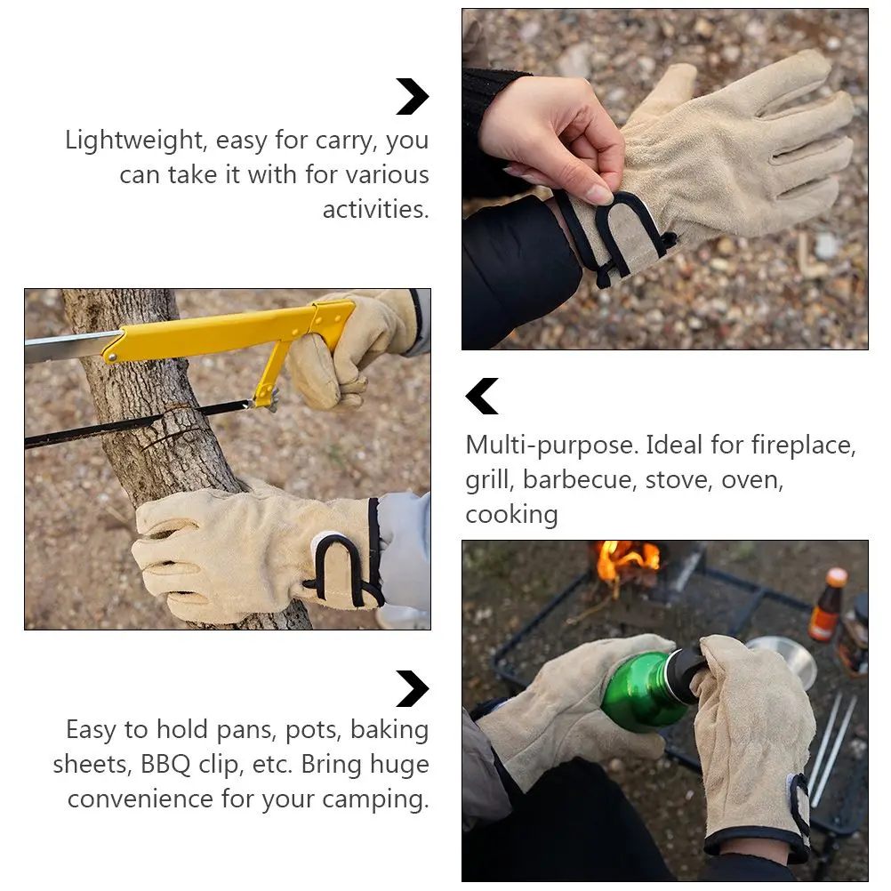 ถุงมือทนความร้อน Anti Scalding Cooking Mitts สําหรับย่างบาร์บีคิวน้ําหนักเบา Camping เตาผิงเตาเตาอบสวน