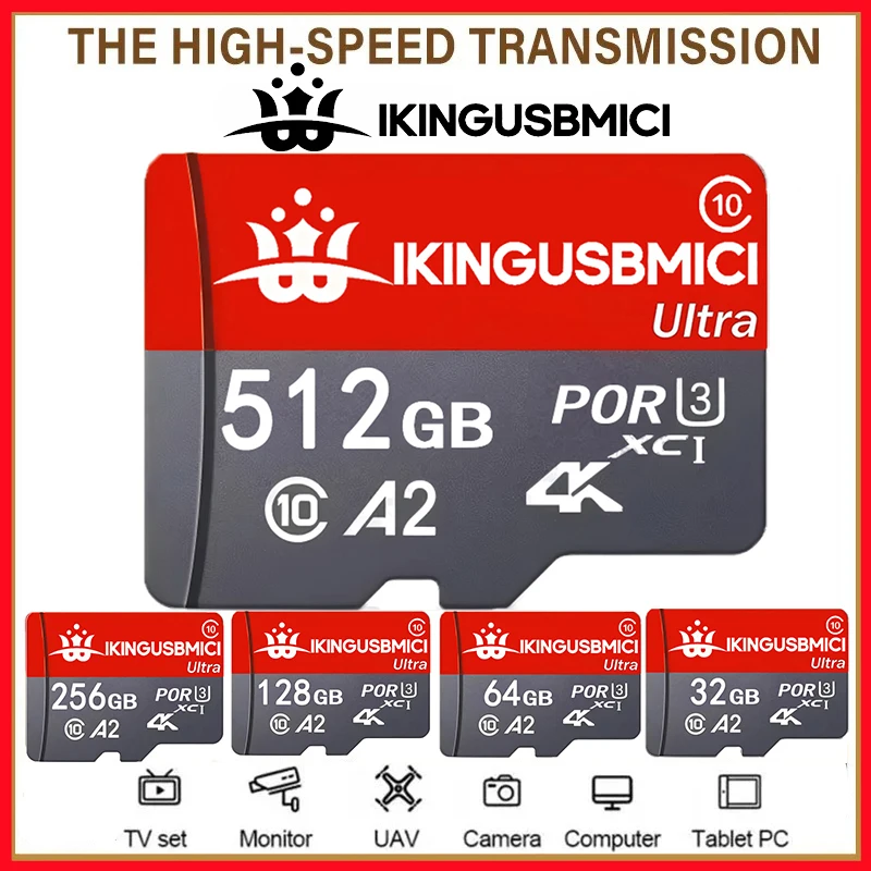 Micro SD Card Mini Memory Class 10 High Speed 256GB 4K Ultra- HD Video A2 TF Flash Card MicroSD for Xiaomi Camera Phone Drone